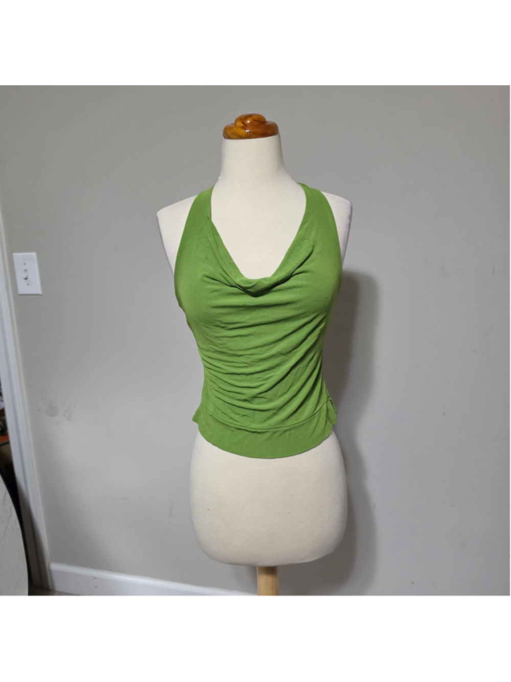Vintage INC Green Cowl Neck Halter Tank Top - Petite P